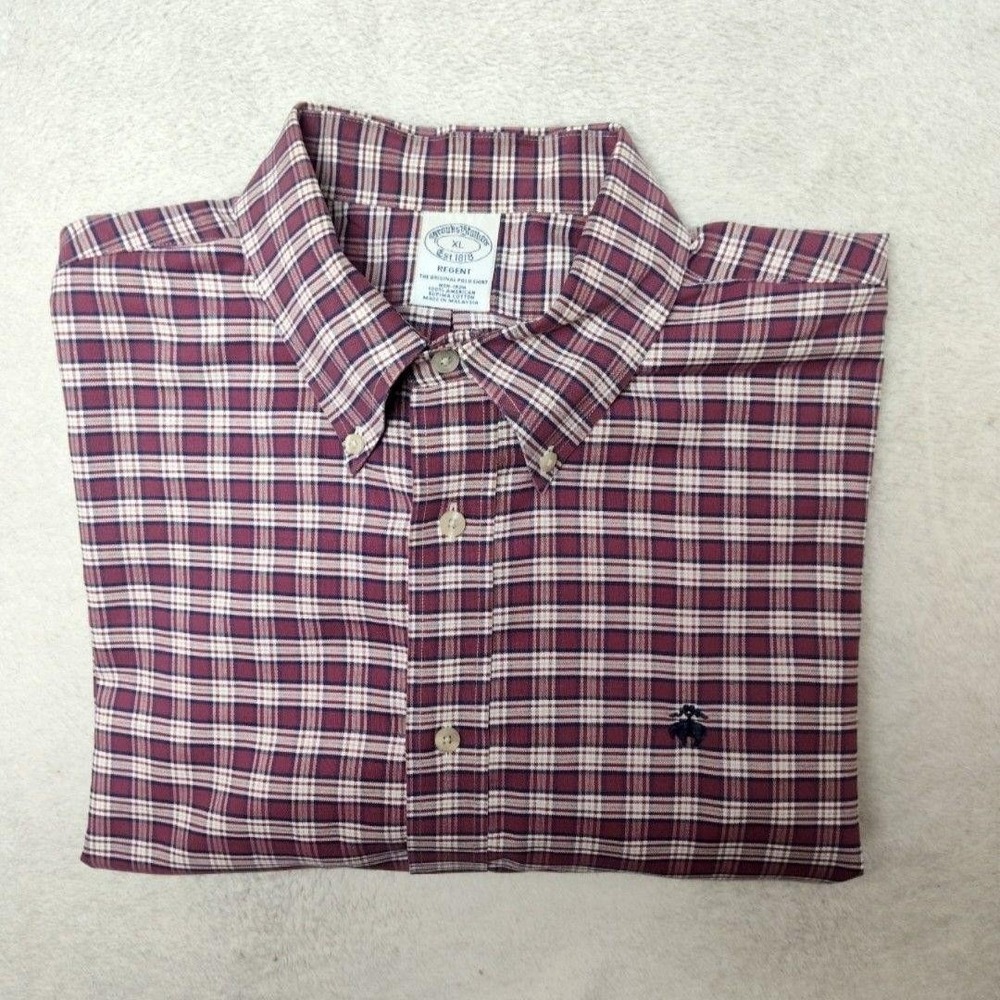 Brooks Brothers Shirt Mens‎ XL Red Plaid Button-Up Regent Non-Iron Oxford OCBD